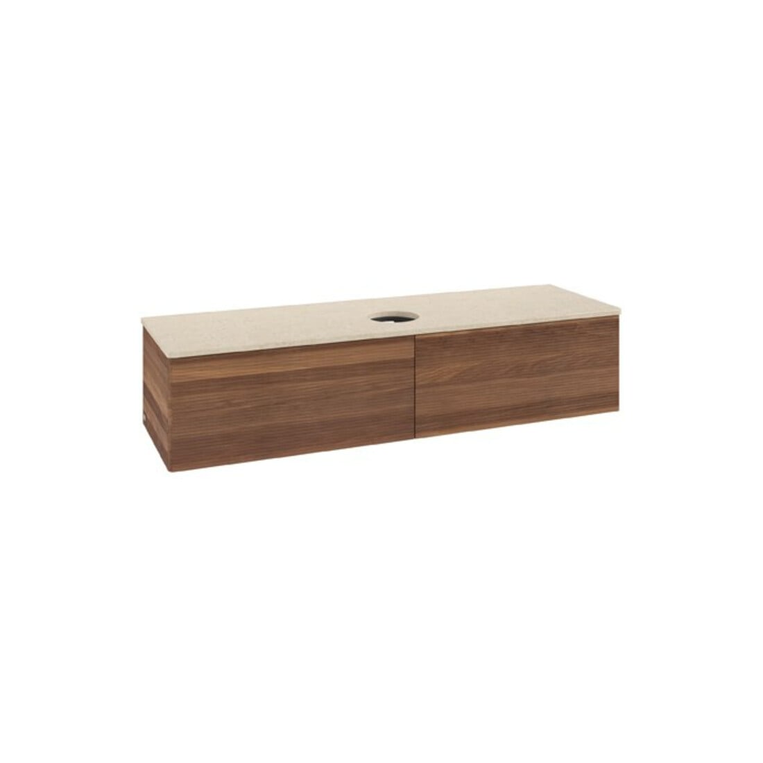 V&B Waschtischunterschrank mit Frontstruktur Antao 160x50cm, WBP-farbe botti., warm walnut