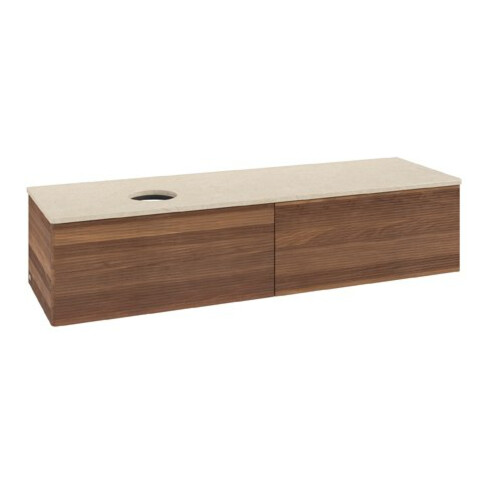 V&B Waschtischunterschrank mit Frontstruktur Antao 160x50cm, WBP-farbe botti., warm walnut