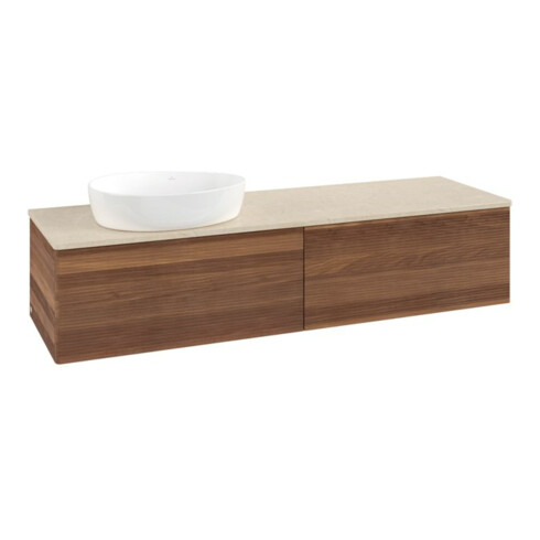 V&B Waschtischunterschrank mit Frontstruktur Antao 160x50cm, WBP-farbe botti., warm walnut