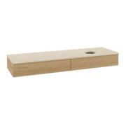 V&B Waschtischunterschrank mit Frontstruktur Antao 160x50cm, WBP-farbe botticino, honey oak-3