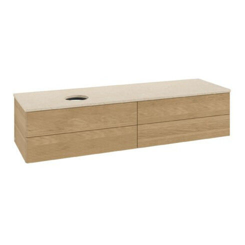 V&B Waschtischunterschrank mit Frontstruktur Antao 160x50cm, WBP-farbe botticino, honey oak