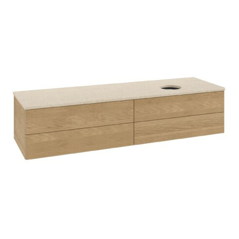 V&B Waschtischunterschrank mit Frontstruktur Antao 160x50cm, WBP-farbe botticino, honey oak