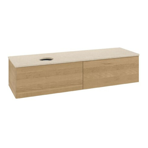 V&B Waschtischunterschrank mit Frontstruktur Antao 160x50cm, WBP-farbe botticino, honey oak