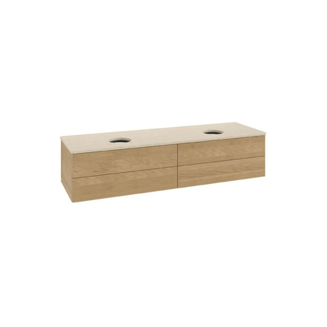 V&B Waschtischunterschrank mit Frontstruktur Antao 160x50cm, WBP-farbe botticino, honey oak