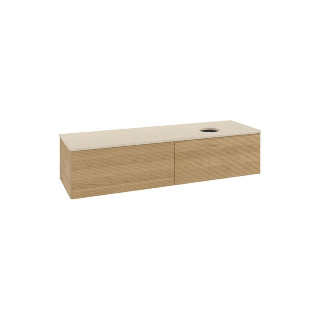 V&B Waschtischunterschrank mit Frontstruktur Antao 160x50cm, WBP-farbe botticino, honey oak