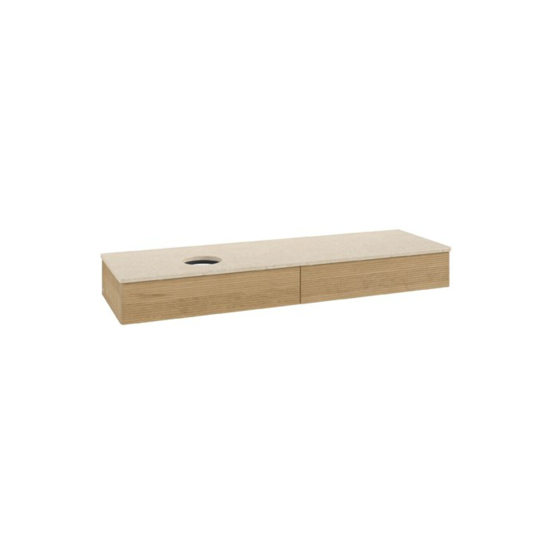 V&B Waschtischunterschrank mit Frontstruktur Antao 160x50cm, WBP-farbe botticino, honey oak