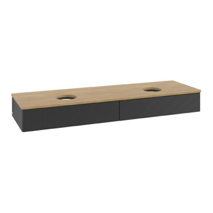 V&B Waschtischunterschrank mit Frontstruktur Antao 160x50cm, WBP-farbe hon. Oa, bla m Lac