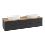 V&B Waschtischunterschrank mit Frontstruktur Antao 160x50cm, WBP-farbe hon. Oa, bla m Lac
