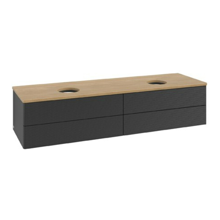 V&B Waschtischunterschrank mit Frontstruktur Antao 160x50cm, WBP-farbe hon. Oa, bla m Lac