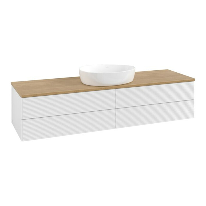 V&B Waschtischunterschrank mit Frontstruktur Antao 160x50cm, WBP-farbe hon. Oa, glo wh. Lac