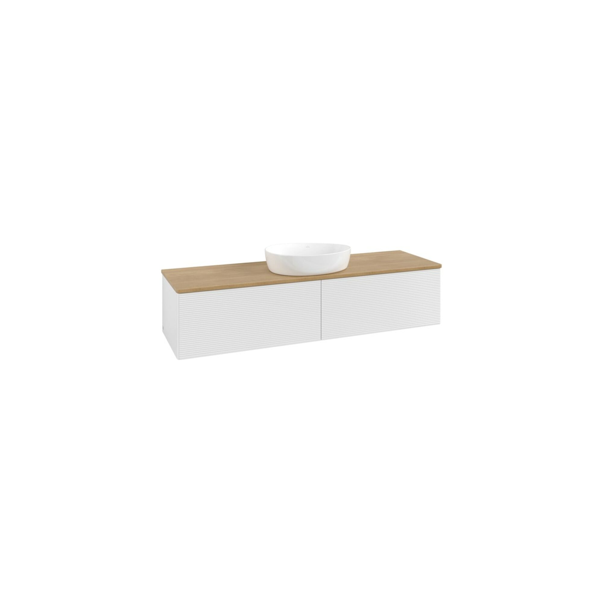 V&B Waschtischunterschrank mit Frontstruktur Antao 160x50cm, WBP-farbe hon. Oa, glo wh. Lac ; Villeroy & Boch