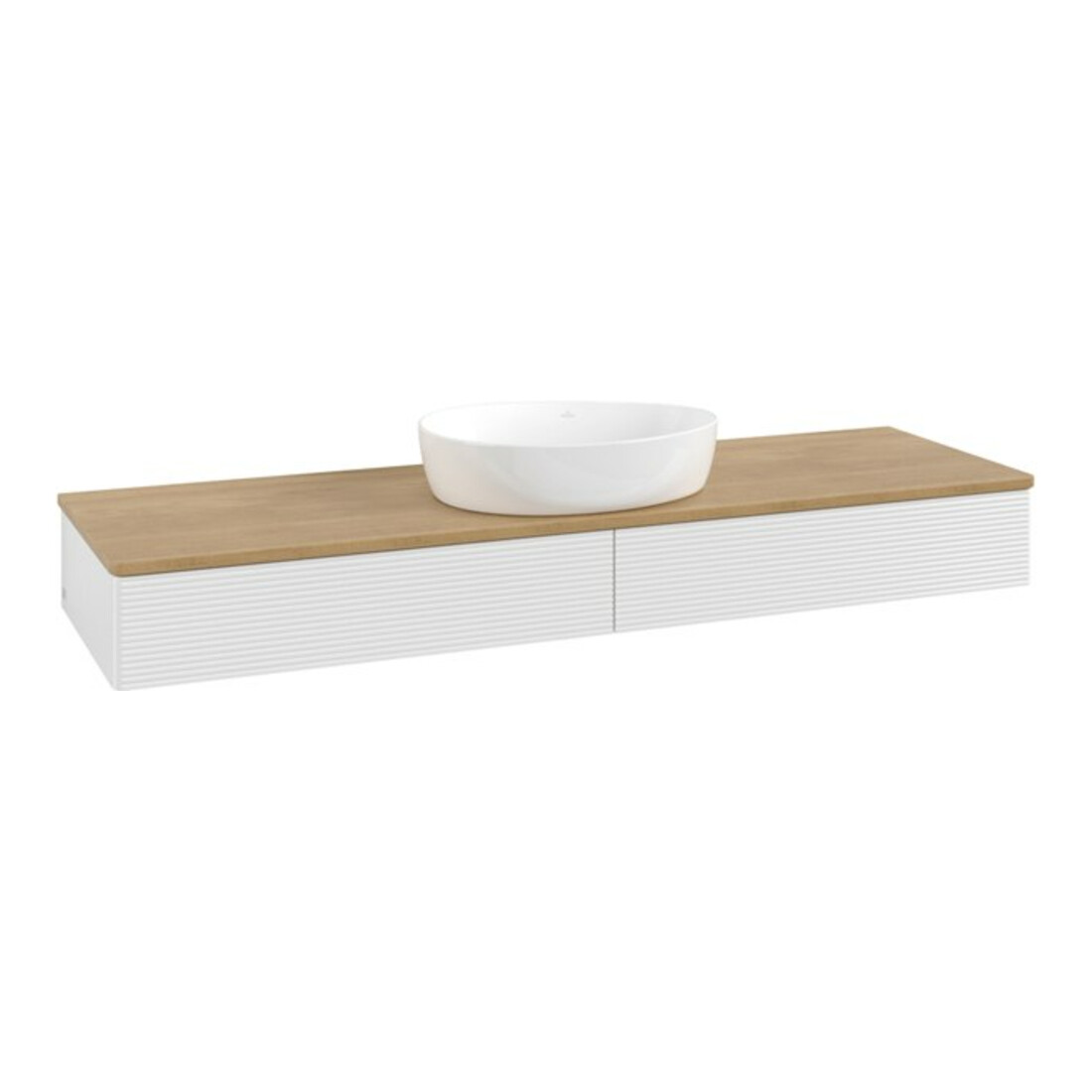 V&B Waschtischunterschrank mit Frontstruktur Antao 160x50cm, WBP-farbe hon. Oa, glo wh. Lac