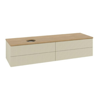 V&B Waschtischunterschrank mit Frontstruktur Antao 160x50cm, WBP-farbe hon. Oa, si Gr m Lac
