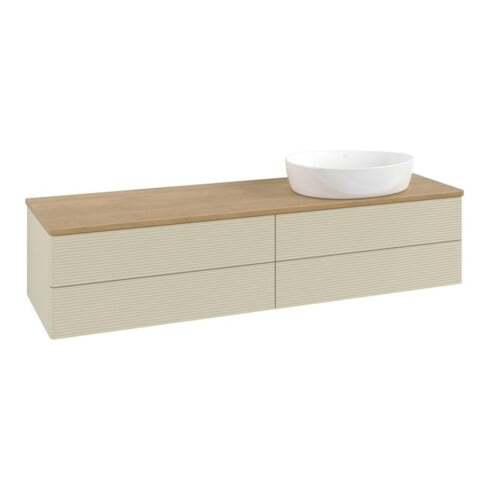 V&B Waschtischunterschrank mit Frontstruktur Antao 160x50cm, WBP-farbe hon. Oa, si Gr m Lac
