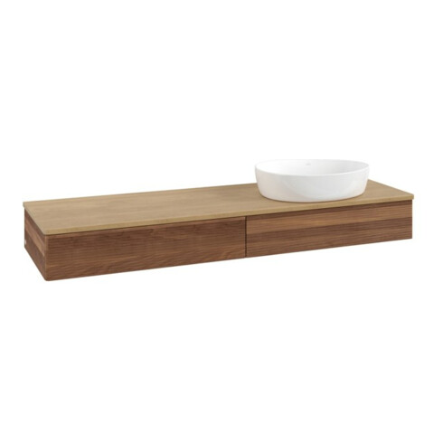 V&B Waschtischunterschrank mit Frontstruktur Antao 160x50cm, WBP-farbe hon. Oa, warm walnut