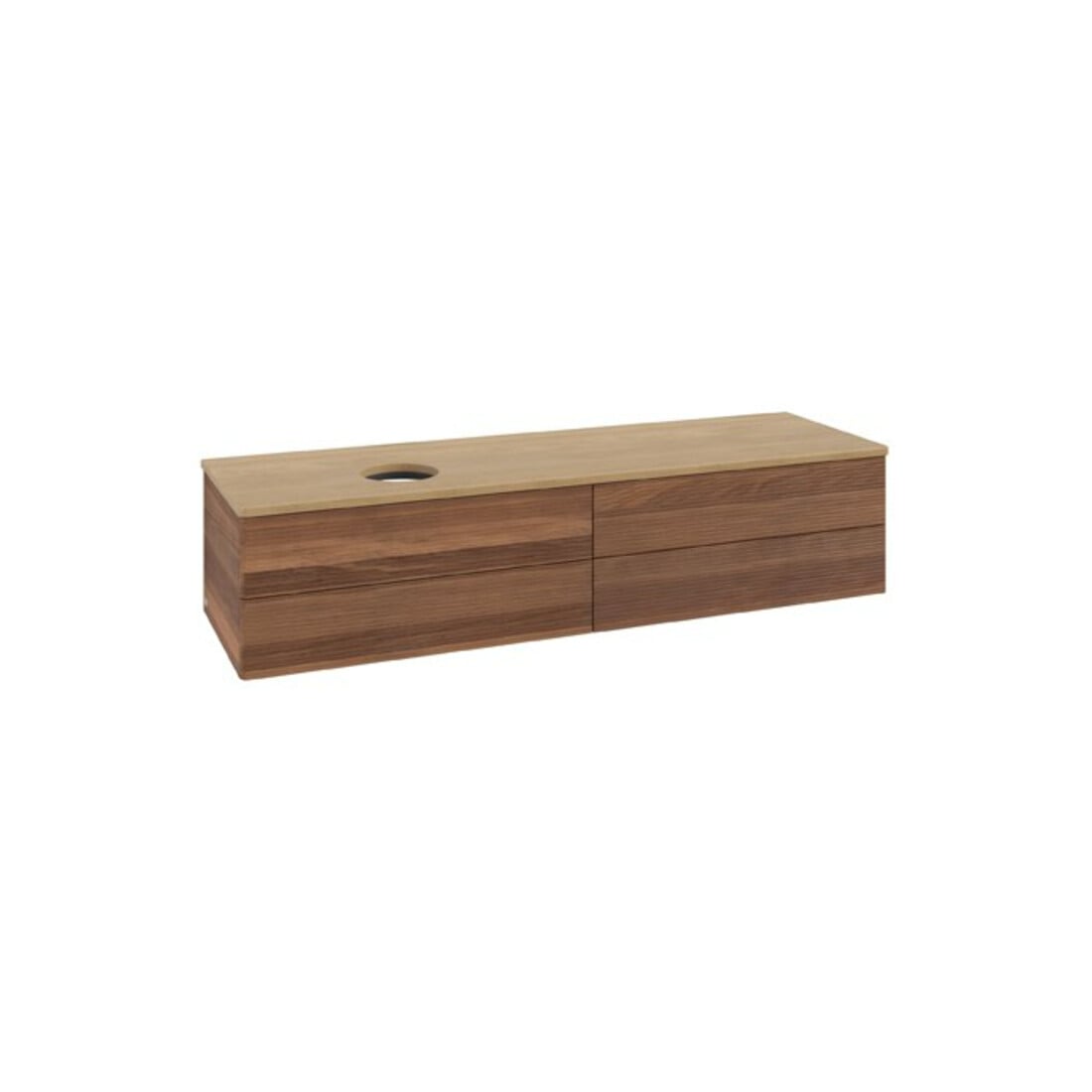 V&B Waschtischunterschrank mit Frontstruktur Antao 160x50cm, WBP-farbe hon. Oa, warm walnut