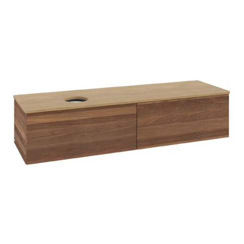 V&B Waschtischunterschrank mit Frontstruktur Antao 160x50cm, WBP-farbe hon. Oa, warm walnut