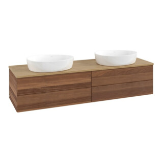 V&B Waschtischunterschrank mit Frontstruktur Antao 160x50cm, WBP-farbe hon. Oa, warm walnut