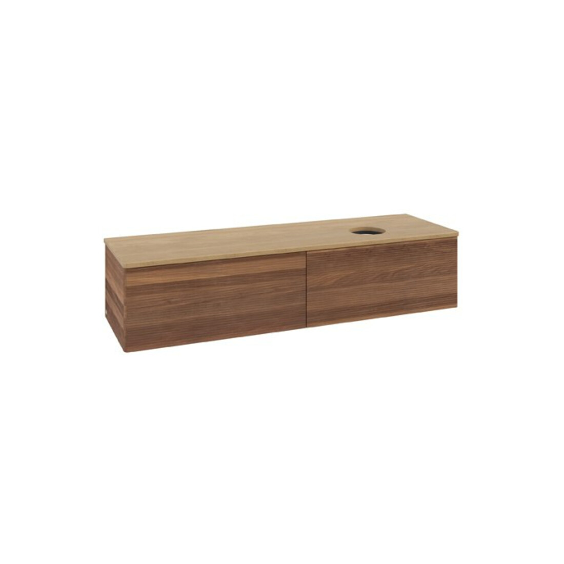 V&B Waschtischunterschrank mit Frontstruktur Antao 160x50cm, WBP-farbe hon. Oa, warm walnut