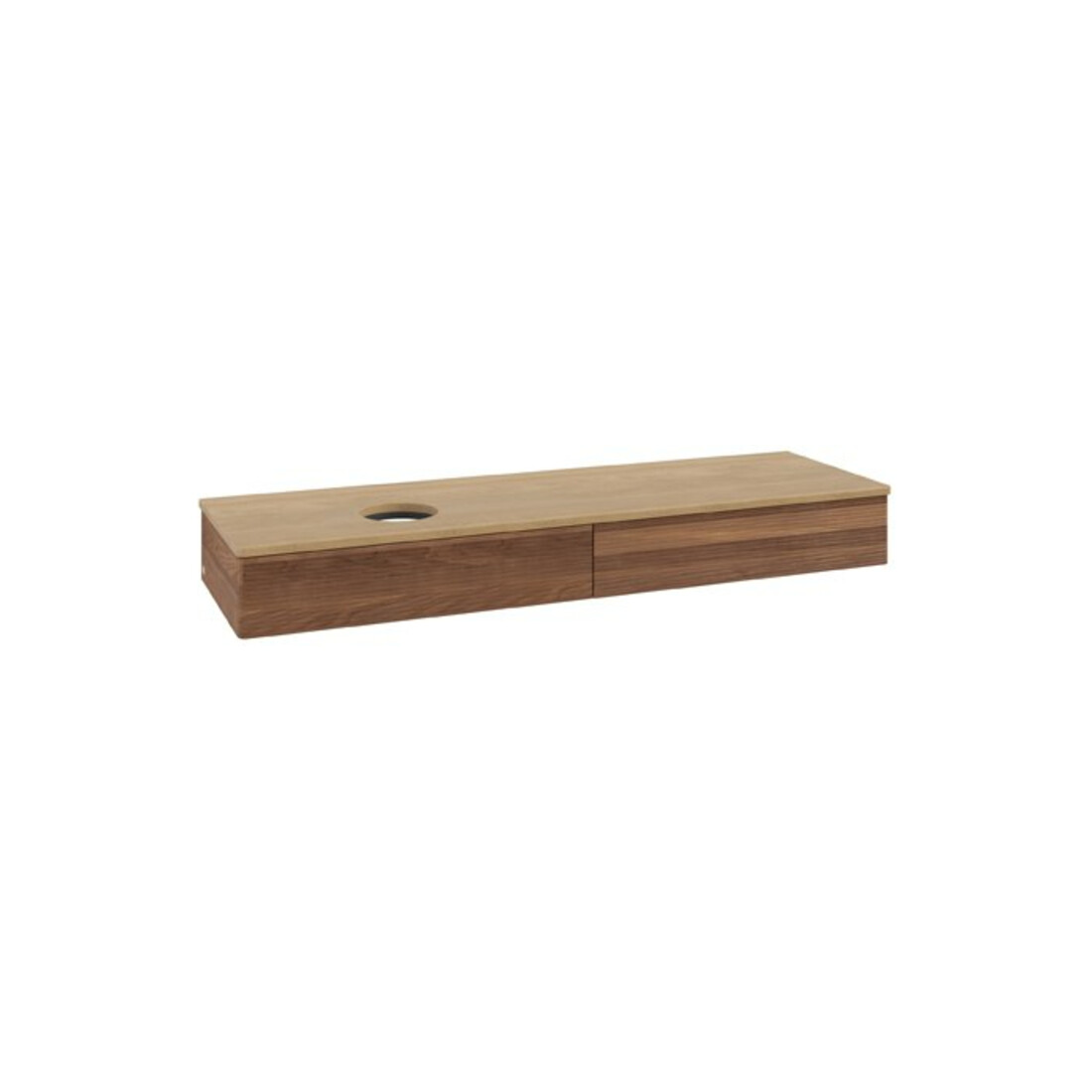 V&B Waschtischunterschrank mit Frontstruktur Antao 160x50cm, WBP-farbe hon. Oa, warm walnut