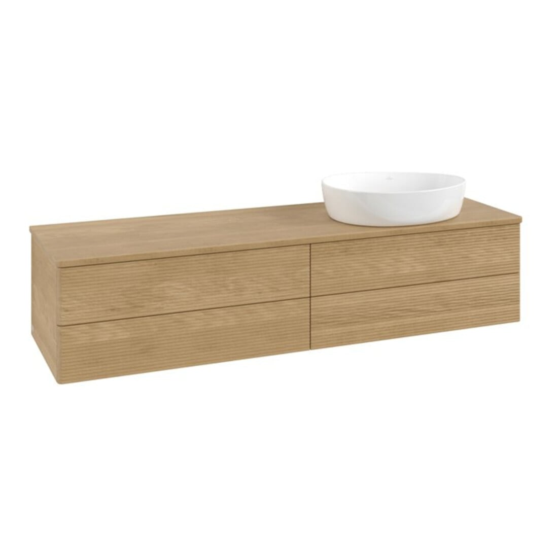 V&B Waschtischunterschrank mit Frontstruktur Antao 160x50cm, WBP-farbe honey oak, honey oak