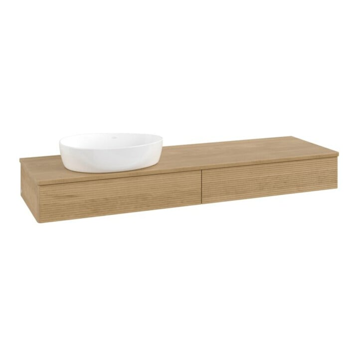V&B Waschtischunterschrank mit Frontstruktur Antao 160x50cm, WBP-farbe honey oak, honey oak
