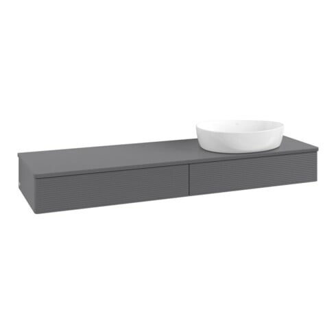 V&B Waschtischunterschrank mit Frontstruktur Antao 160x50cm, WBP-farbe Lac, Anthrac. m Lac