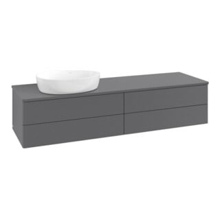 V&B Waschtischunterschrank mit Frontstruktur Antao 160x50cm, WBP-farbe Lac, Anthrac. m Lac
