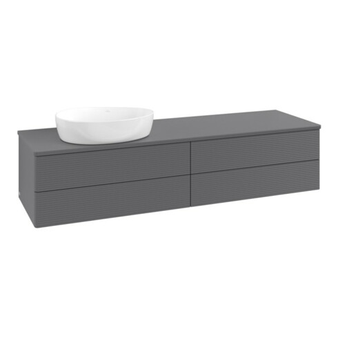 V&B Waschtischunterschrank mit Frontstruktur Antao 160x50cm, WBP-farbe Lac, Anthrac. m Lac