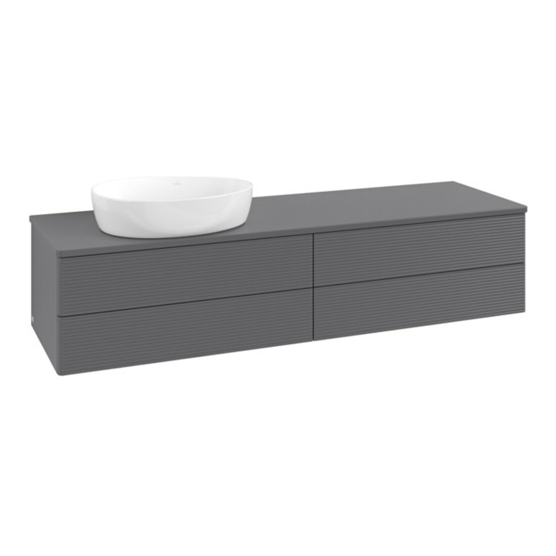 V&B Waschtischunterschrank mit Frontstruktur Antao 160x50cm, WBP-farbe Lac, Anthrac. m Lac