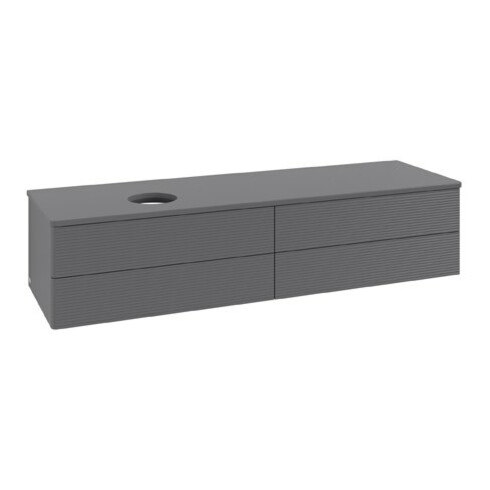 V&B Waschtischunterschrank mit Frontstruktur Antao 160x50cm, WBP-farbe Lac, Anthrac. m Lac