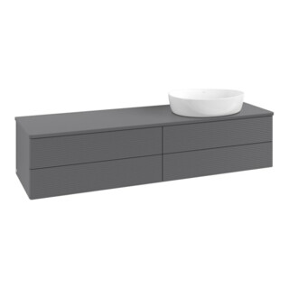 V&B Waschtischunterschrank mit Frontstruktur Antao 160x50cm, WBP-farbe Lac, Anthrac. m Lac