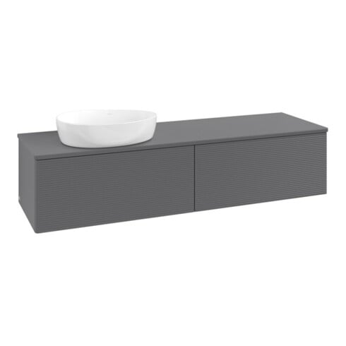 V&B Waschtischunterschrank mit Frontstruktur Antao 160x50cm, WBP-farbe Lac, Anthrac. m Lac