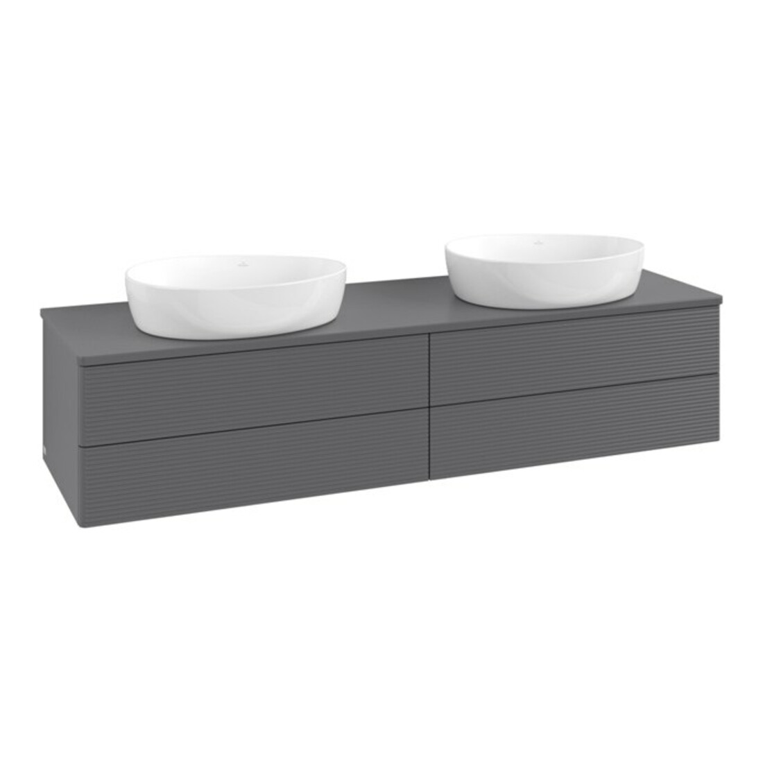 V&B Waschtischunterschrank mit Frontstruktur Antao 160x50cm, WBP-farbe Lac, Anthrac. m Lac