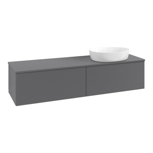 V&B Waschtischunterschrank mit Frontstruktur Antao 160x50cm, WBP-farbe Lac, Anthrac. m Lac