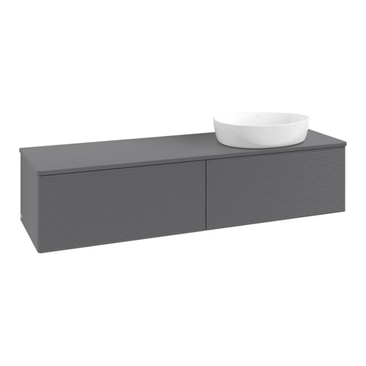 V&B Waschtischunterschrank mit Frontstruktur Antao 160x50cm, WBP-farbe Lac, Anthrac. m Lac
