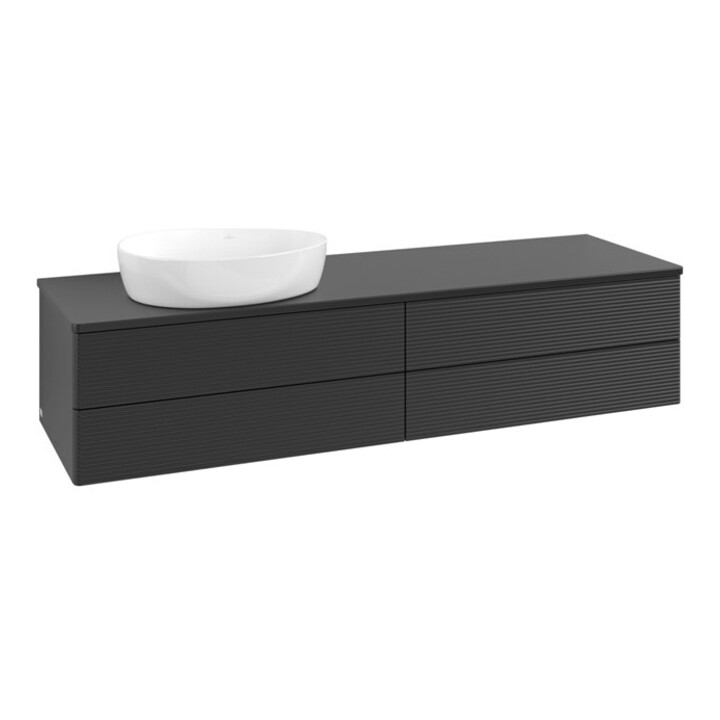V&B Waschtischunterschrank mit Frontstruktur Antao 160x50cm, WBP-farbe Lac, bla m lacquer