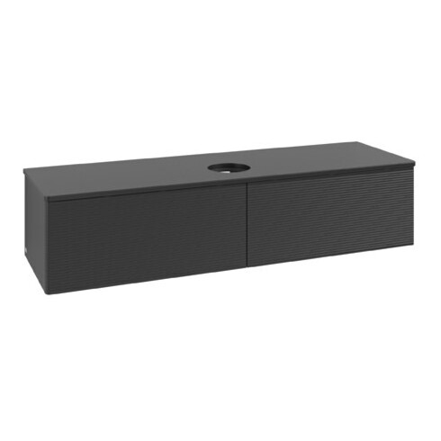 V&B Waschtischunterschrank mit Frontstruktur Antao 160x50cm, WBP-farbe Lac, bla m lacquer
