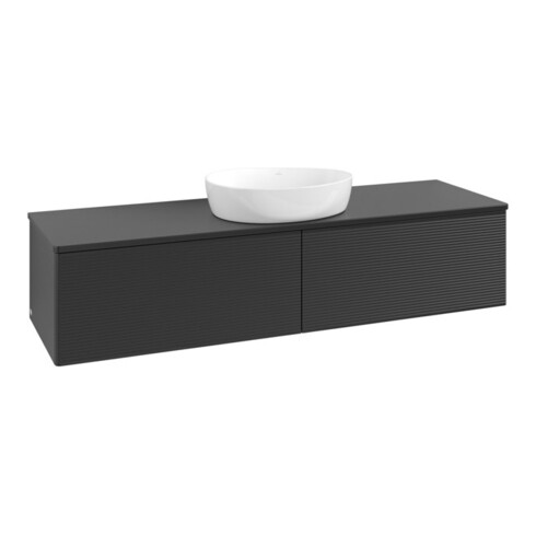 V&B Waschtischunterschrank mit Frontstruktur Antao 160x50cm, WBP-farbe Lac, bla m lacquer