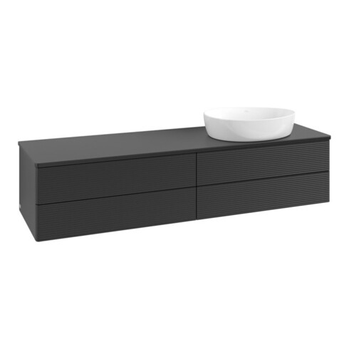 V&B Waschtischunterschrank mit Frontstruktur Antao 160x50cm, WBP-farbe Lac, bla m lacquer