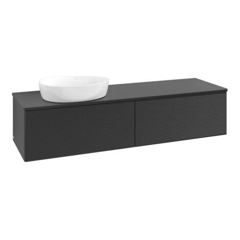 V&B Waschtischunterschrank mit Frontstruktur Antao 160x50cm, WBP-farbe Lac, bla m lacquer