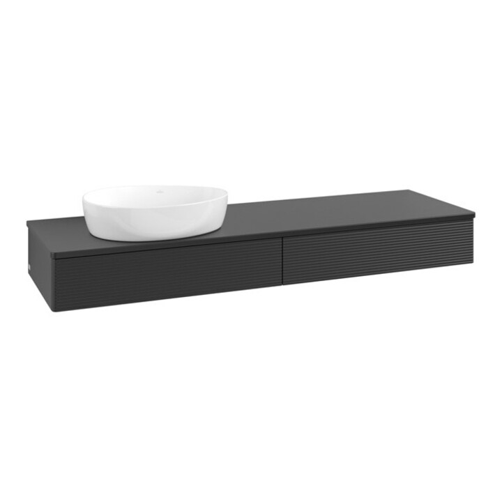 V&B Waschtischunterschrank mit Frontstruktur Antao 160x50cm, WBP-farbe Lac, bla m lacquer