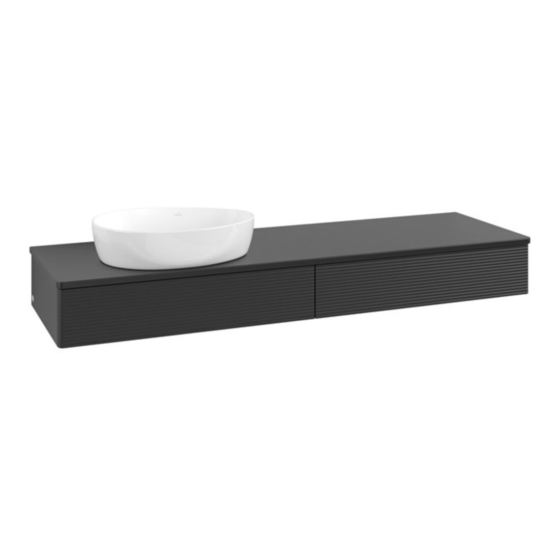 V&B Waschtischunterschrank mit Frontstruktur Antao 160x50cm, WBP-farbe Lac, bla m lacquer