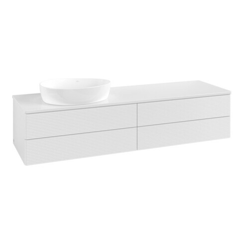 V&B Waschtischunterschrank mit Frontstruktur Antao 160x50cm, WBP-farbe Lac, glo wh. lacquer