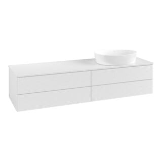 V&B Waschtischunterschrank mit Frontstruktur Antao 160x50cm, WBP-farbe Lac, glo wh. lacquer