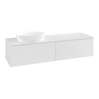 V&B Waschtischunterschrank mit Frontstruktur Antao 160x50cm, WBP-farbe Lac, glo wh. lacquer