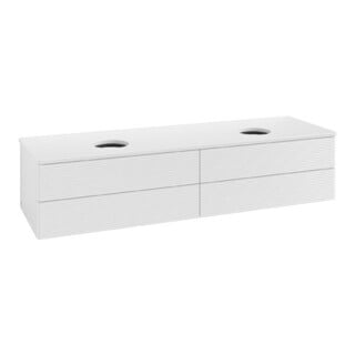 V&B Waschtischunterschrank mit Frontstruktur Antao 160x50cm, WBP-farbe Lac, glo wh. lacquer