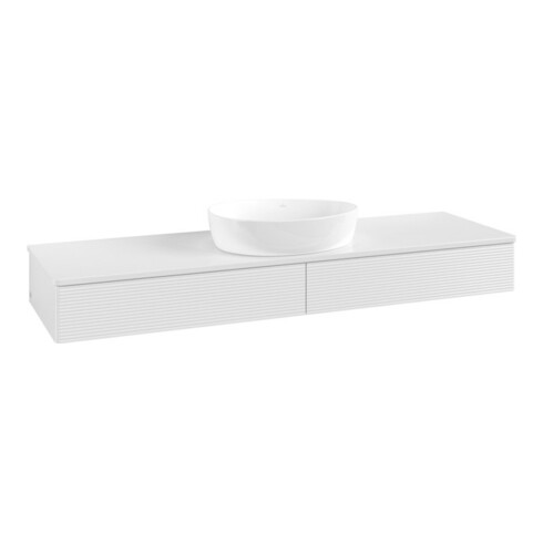 V&B Waschtischunterschrank mit Frontstruktur Antao 160x50cm, WBP-farbe Lac, glo wh. lacquer
