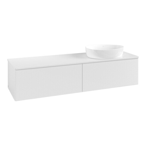 V&B Waschtischunterschrank mit Frontstruktur Antao 160x50cm, WBP-farbe Lac, glo wh. lacquer