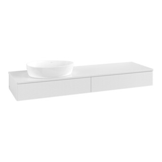 V&B Waschtischunterschrank mit Frontstruktur Antao 160x50cm, WBP-farbe Lac, glo wh. lacquer